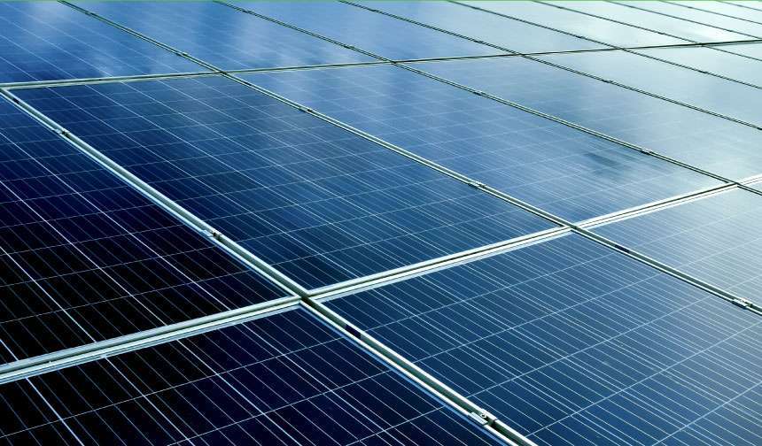 A close up of some photovoltaic solar panels.